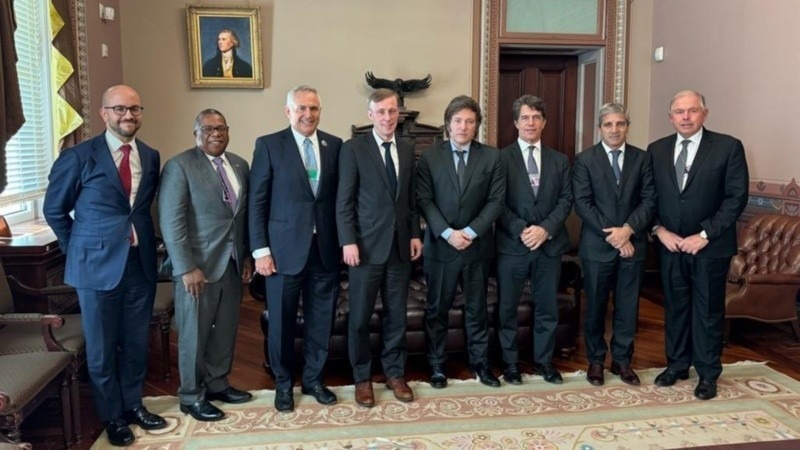La reuni&oacute;n en la Casa Blanca con el consejero de Seguridad Nacional norteamericano, Jake Sullivan. (@OPEArg)