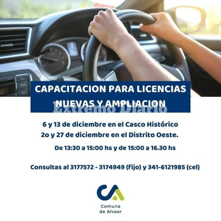 Imagen de Alvear: Capacitación para licencias nuevas y ampliación