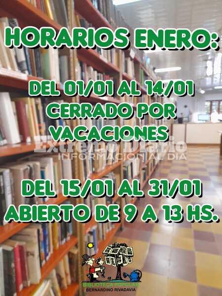 Imagen de La Biblioteca inform&oacute; el horario de atenci&oacute;n para enero