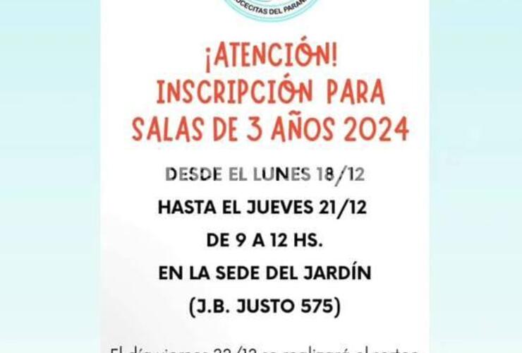 Imagen de El Jardín Lucecitas del Paraná: Hoy finaliza la inscripción para sala de 3 años