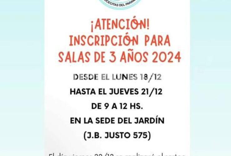 Imagen de El Jardín Lucecitas del Paraná: Hoy finaliza la inscripción para sala de 3 años