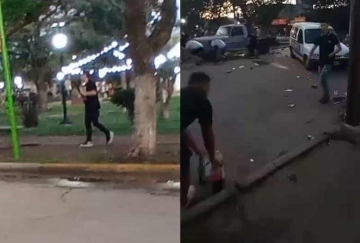 Imagen de Tiros al aire con una escopeta y batalla campal entre jóvenes