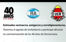 Imagen de La UCR Arroyo Seco realizar&aacute; el acto por los 40 a&ntilde;os de Democracia