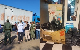 El operativo de Gendarmer&iacute;a y Prefectura (izquierda) en General Lagos; el procedimiento en Forest al 7600 (derecha). (Rosario3)