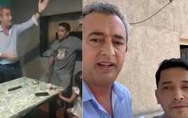 El momento en que el intendente visit&oacute; a la v&iacute;ctima en su casa. (imagen El Tres)