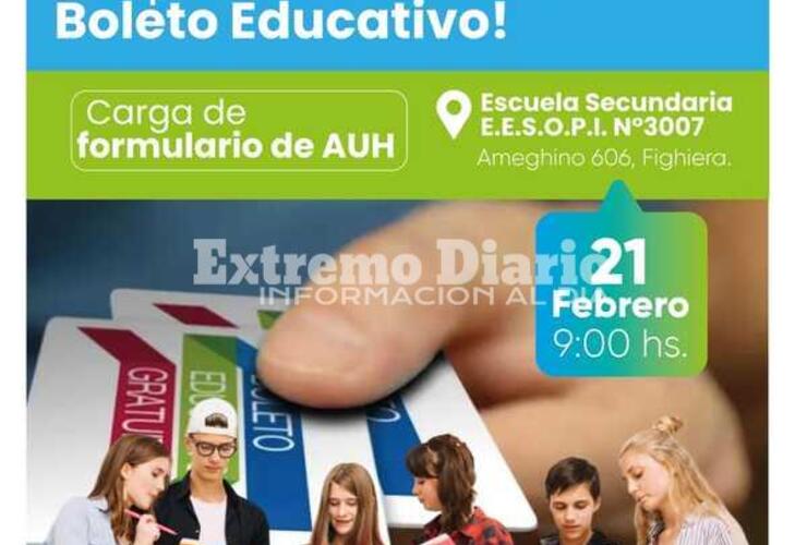 Imagen de Fighiera: Operativo de trámite de Boleto Educativo