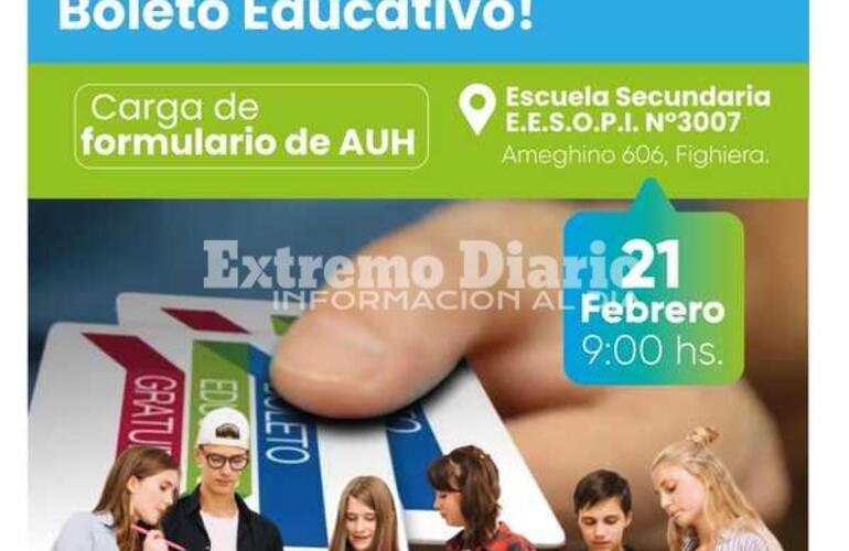 Imagen de Fighiera: Operativo de trámite de Boleto Educativo