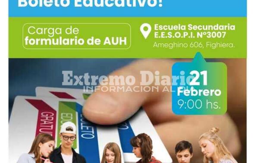 Imagen de Fighiera: Operativo de tr&aacute;mite de Boleto Educativo