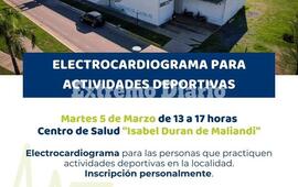 Imagen de Alvear: Se realizar&aacute;n electrocardiogramas a deportistas