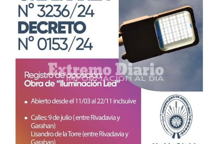 Imagen de Arroyo Seco: Se abre el Registro de Oposición para obra de Luminaria Led