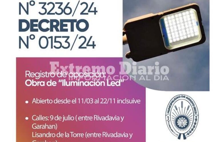 Imagen de Arroyo Seco: Se abre el Registro de Oposición para obra de Luminaria Led