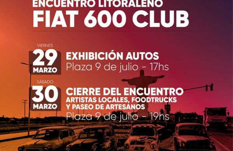 Imagen de #Cultura | Encuentro Litorale&ntilde;o Fiat 600 Club en la plaza 9 de julio