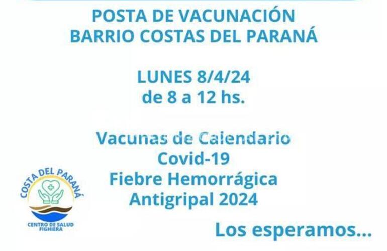 Imagen de Fighiera: Posta de vacunación en el Centro de Salud del barrio Costa del Paraná