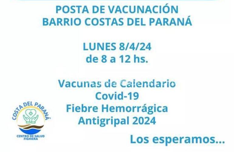 Imagen de Fighiera: Posta de vacunaci&oacute;n en el Centro de Salud del barrio Costa del Paran&aacute;