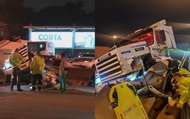 En total, los veh&iacute;culos involucrados en el grave accidente fueron el cami&oacute;n y otros nueve veh&iacute;culos. (Foto 24 conurbano y TN)