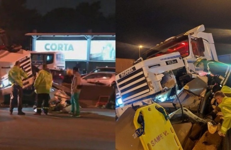 En total, los vehículos involucrados en el grave accidente fueron el camión y otros nueve vehículos. (Foto 24 conurbano y TN)