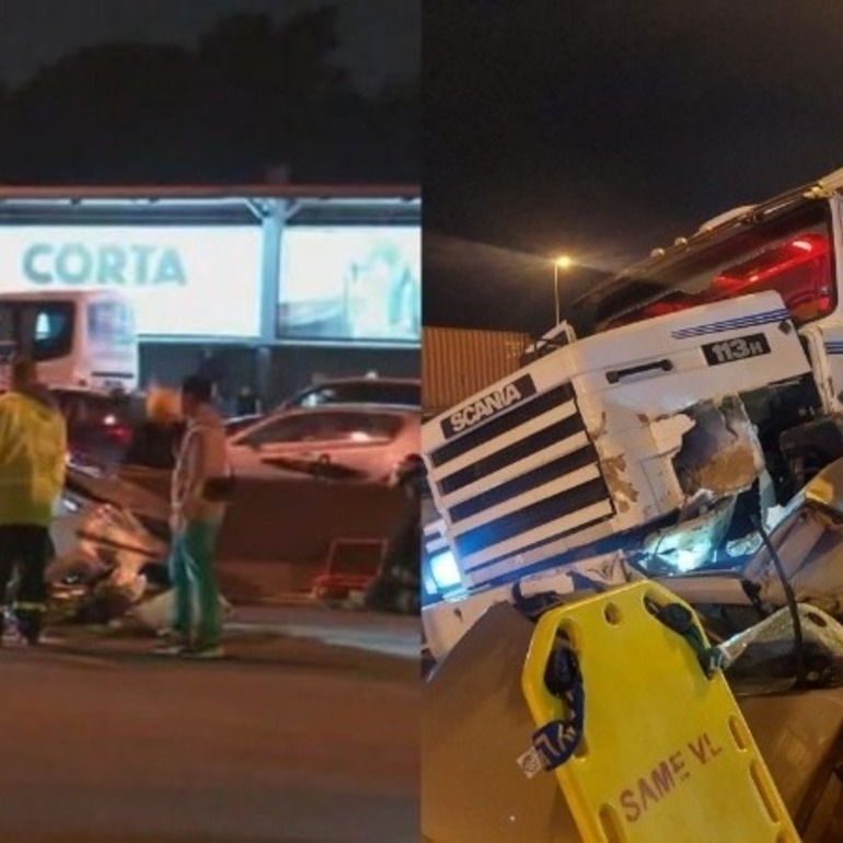 En total, los vehículos involucrados en el grave accidente fueron el camión y otros nueve vehículos. (Foto 24 conurbano y TN)
