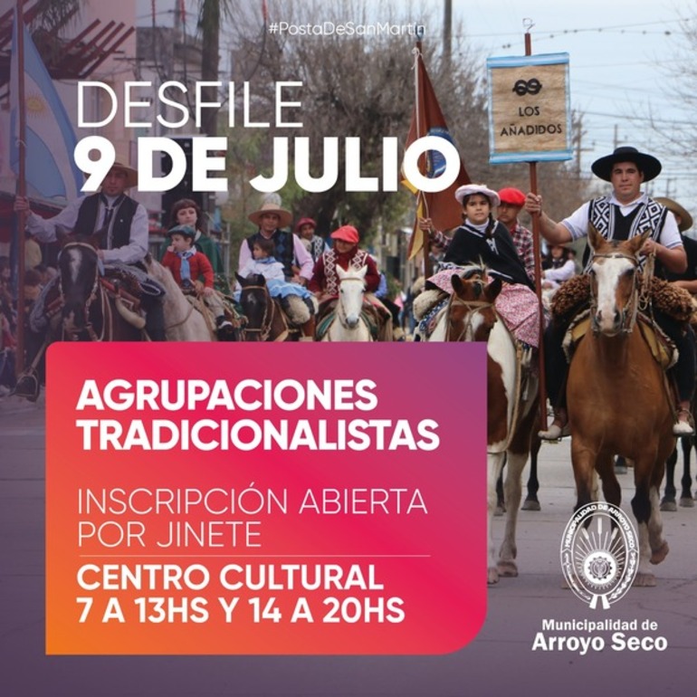 Imagen de Por el desfile del 9 de julio: ¡Atención agrupaciones tradicionalistas y jinetes!