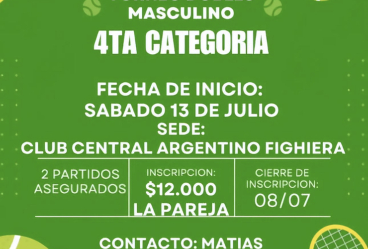 Imagen de Torneo de Dobles Masculino en Central Argentino.