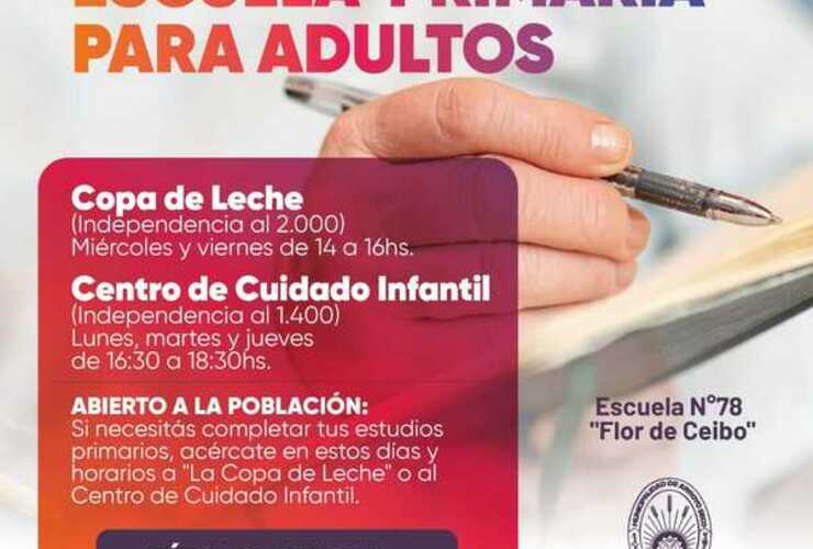 Imagen de Escuela Primaria para adultos en "La Copa de Leche" y el Centro de Cuidado Infantil